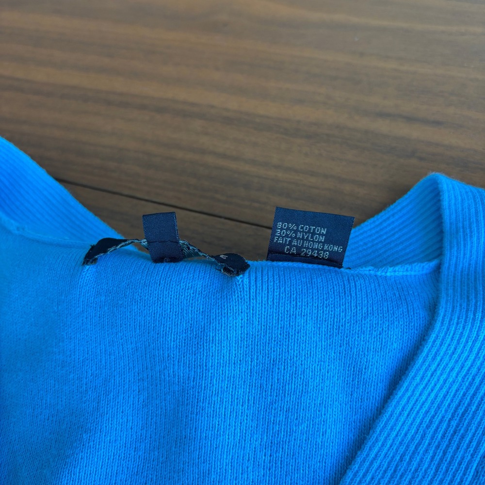 90s Vintage Jeanne Pierre Knit Tank Sweater S Blue V Neck Ribbed Preppy Fairy - Picture 9 of 11
